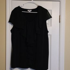 Cato woman black ruffle front blouse size 22/24
